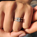 Double Claw Prong Emerald Solitaire Engagement Ring