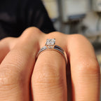 Double Claw Prong Emerald Solitaire Engagement Ring