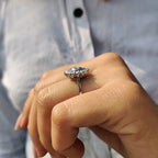 Halo And Bezel Portuguese Cut Engagement Ring