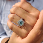 Halo And Bezel Portuguese Cut Engagement Ring