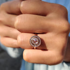 Halo And Bezel Set Round Rose Cut Ring