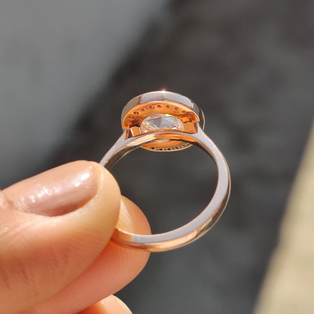 Halo And Bezel Set Round Rose Cut Ring