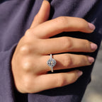Halo Setting Round Cut Moissanite Engagement Ring