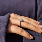 Halo Setting Round Cut Moissanite Engagement Ring
