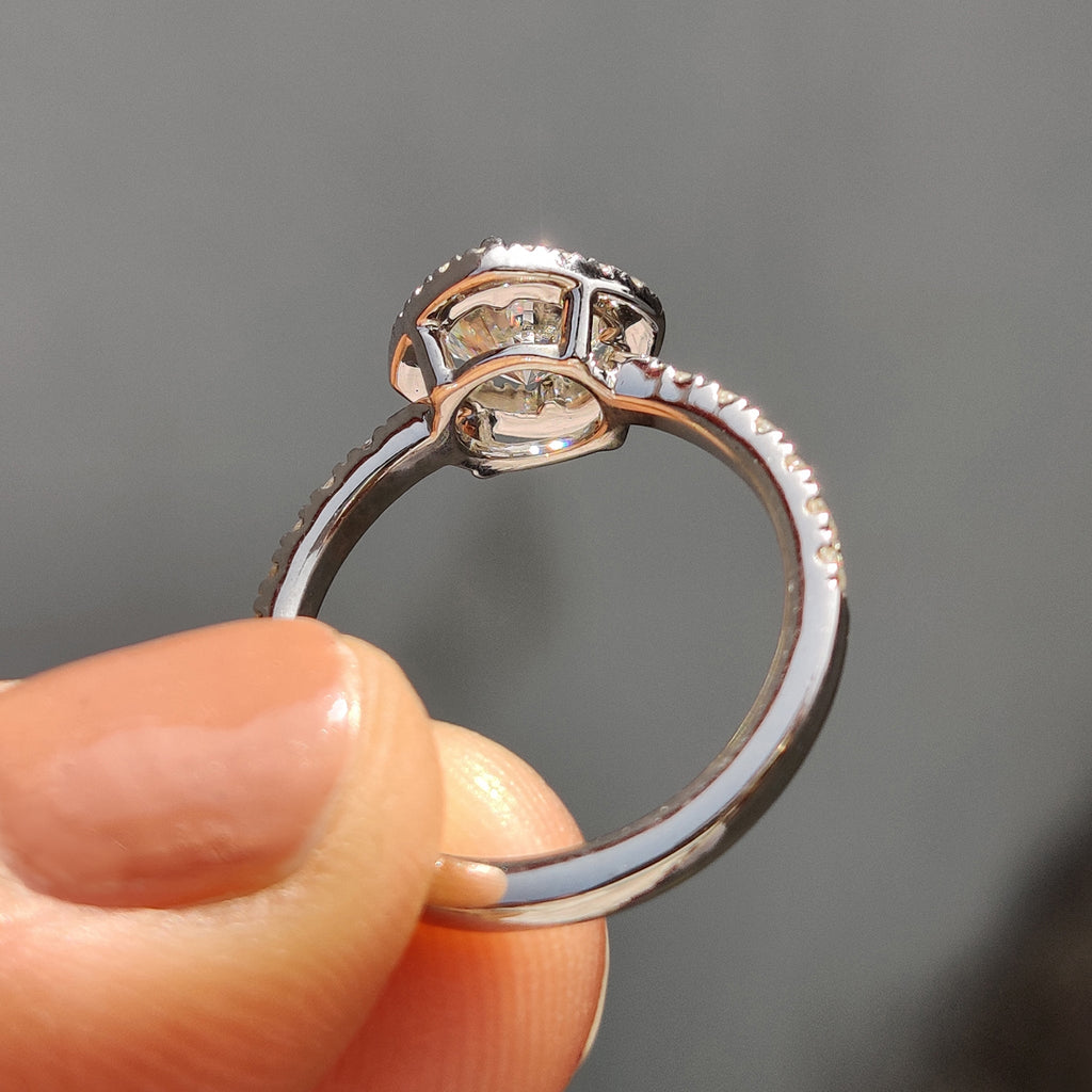 Halo Setting Round Cut Moissanite Engagement Ring
