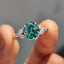 Cyan Blue Moissanite Oval Side Stone Engagement Ring
