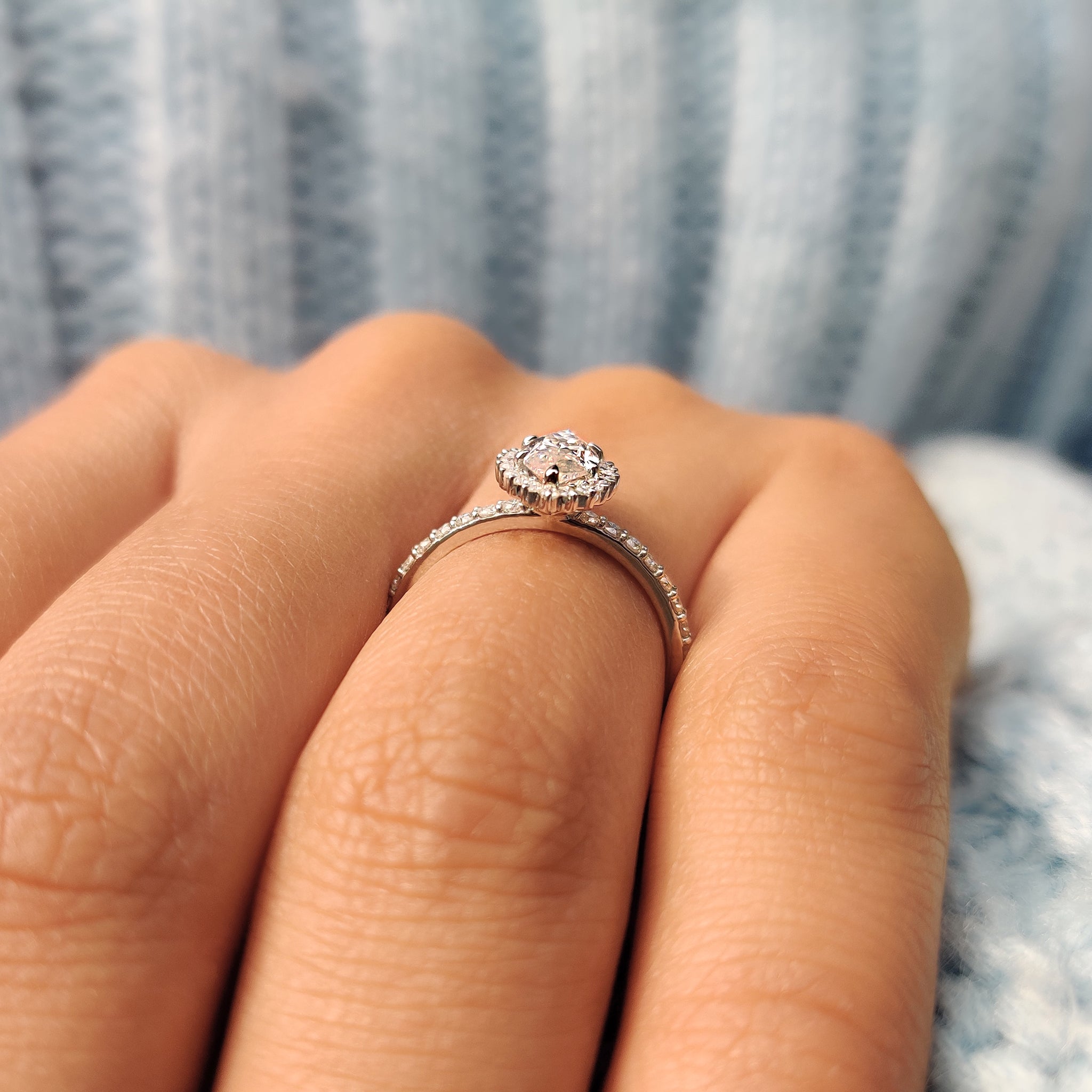 Marquise Halo Engagement Ring In Pave Band Secondary image