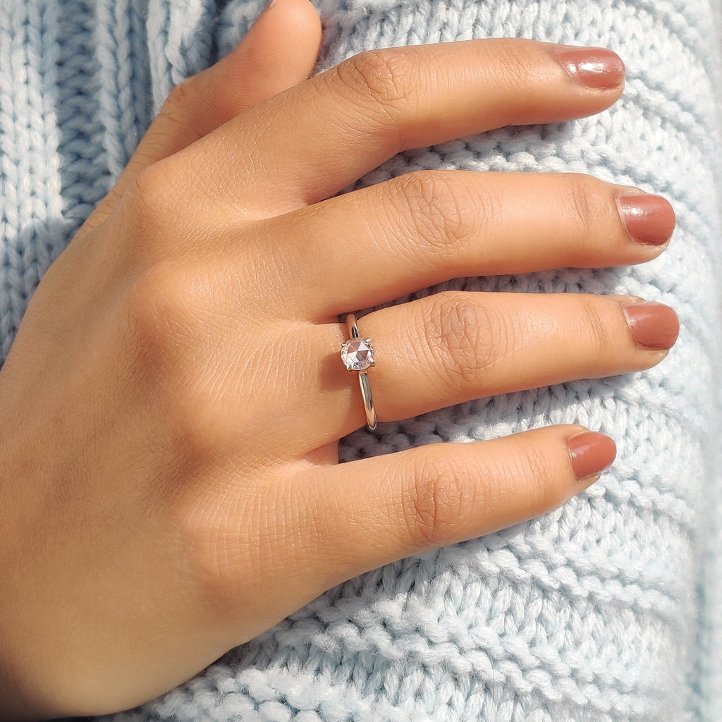 Round Rose Cut Solitaire Engagement Ring