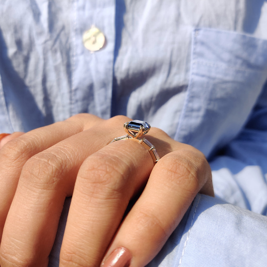 Emerald Cut Engagement Ring With Baguette Side Stones
