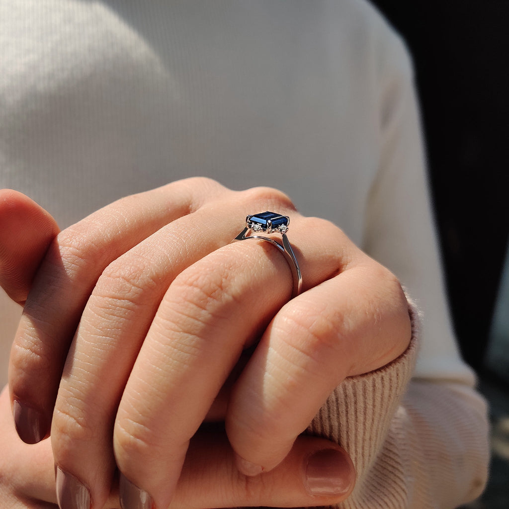 5 Stone Emerald Cut Engagement Ring