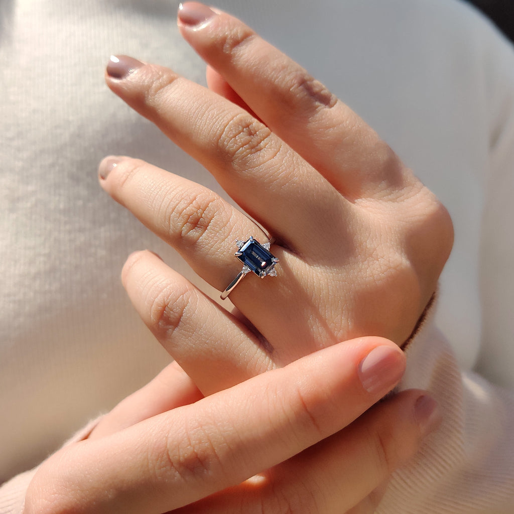 5 Stone Emerald Cut Engagement Ring