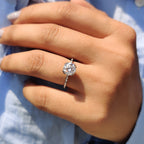 Round Cut Engagement Ring With Distance Pave Band