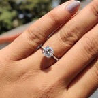 Round Cut Engagement Ring With Distance Pave Band