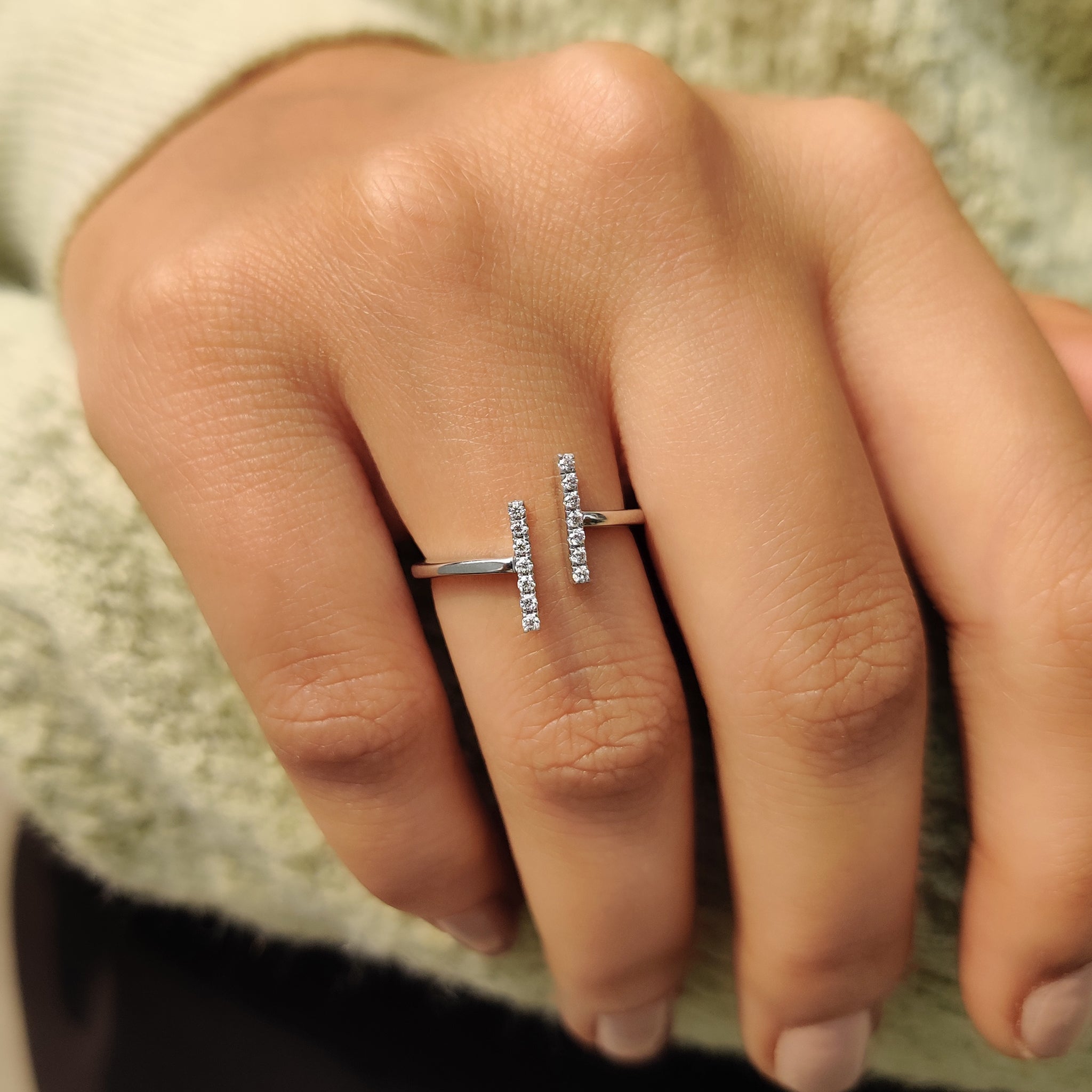 Open Gap Round Cut Moissanite Ring Secondary image