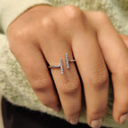 Open Gap Round Cut Moissanite Ring