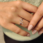 Open Gap Round Cut Moissanite Ring