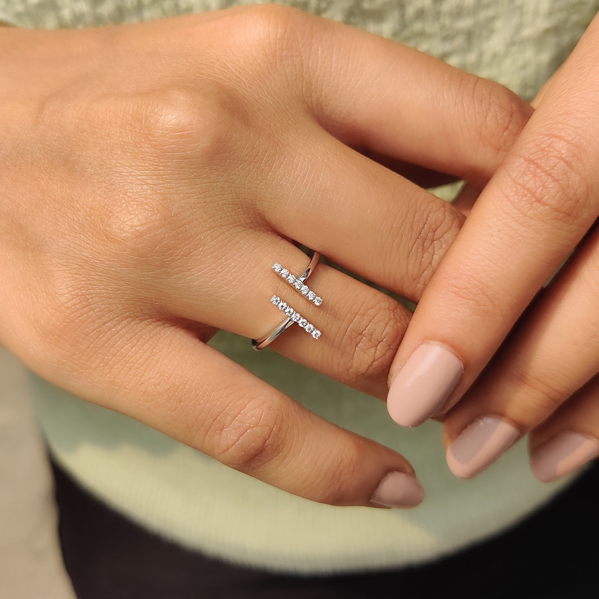 Open Gap Round Cut Moissanite Ring