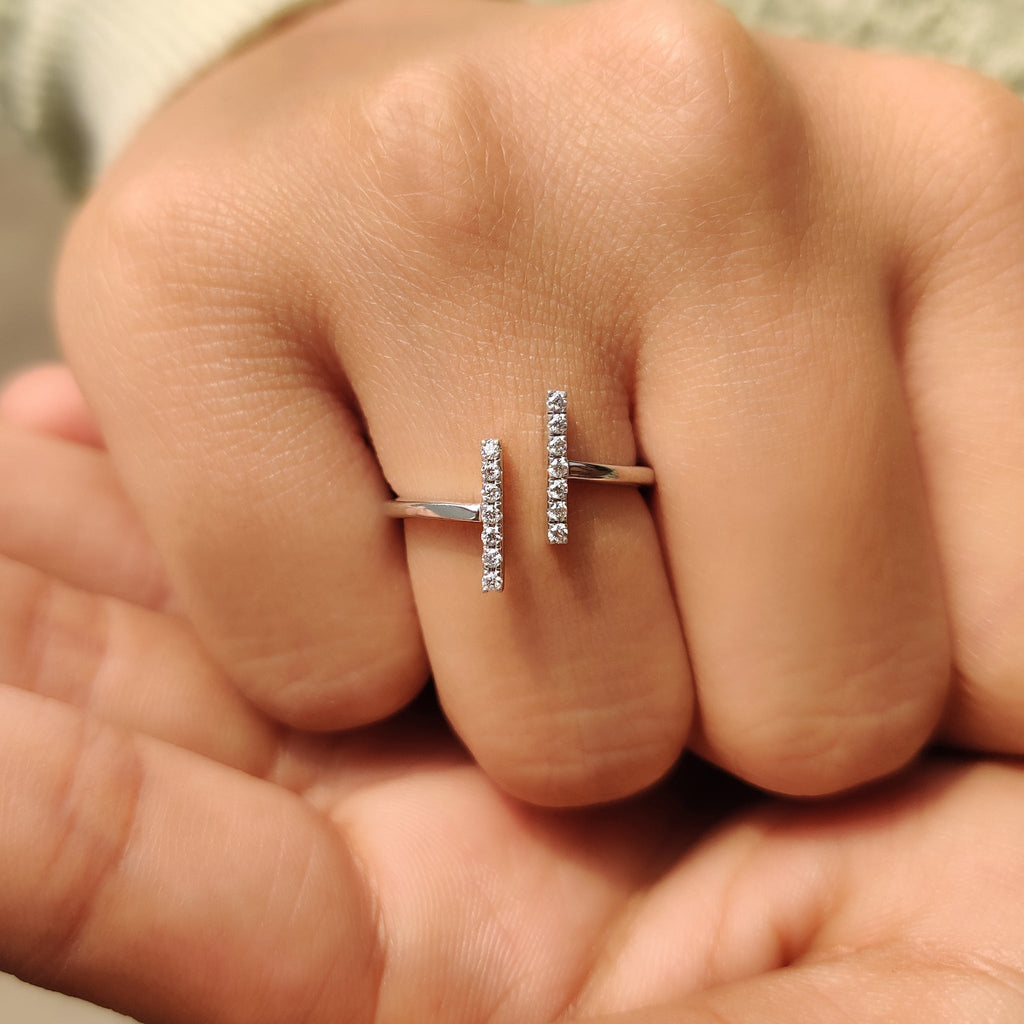Open Gap Round Cut Moissanite Ring
