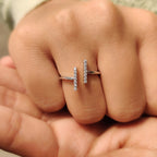 Open Gap Round Cut Moissanite Ring