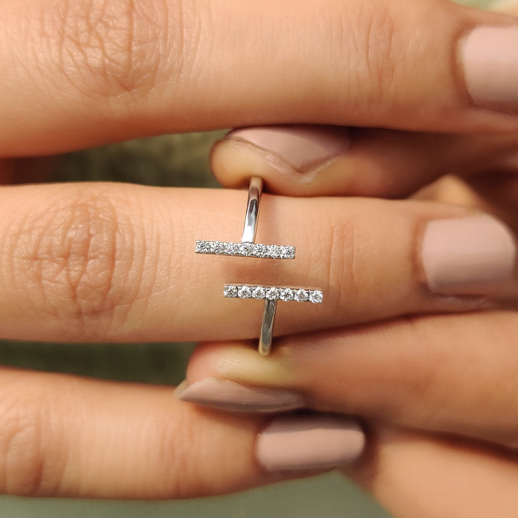 Open Gap Round Cut Moissanite Ring