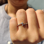 Minimalist Wedding Band With Round Cut Moissanite