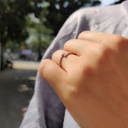 Minimalist Wedding Band With Round Cut Moissanite