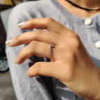 Minimalist Wedding Band With Round Cut Moissanite