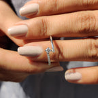 Minimalist Wedding Band With Round Cut Moissanite