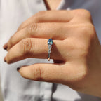 Royal Blue Pear Three Stone Engagement Ring