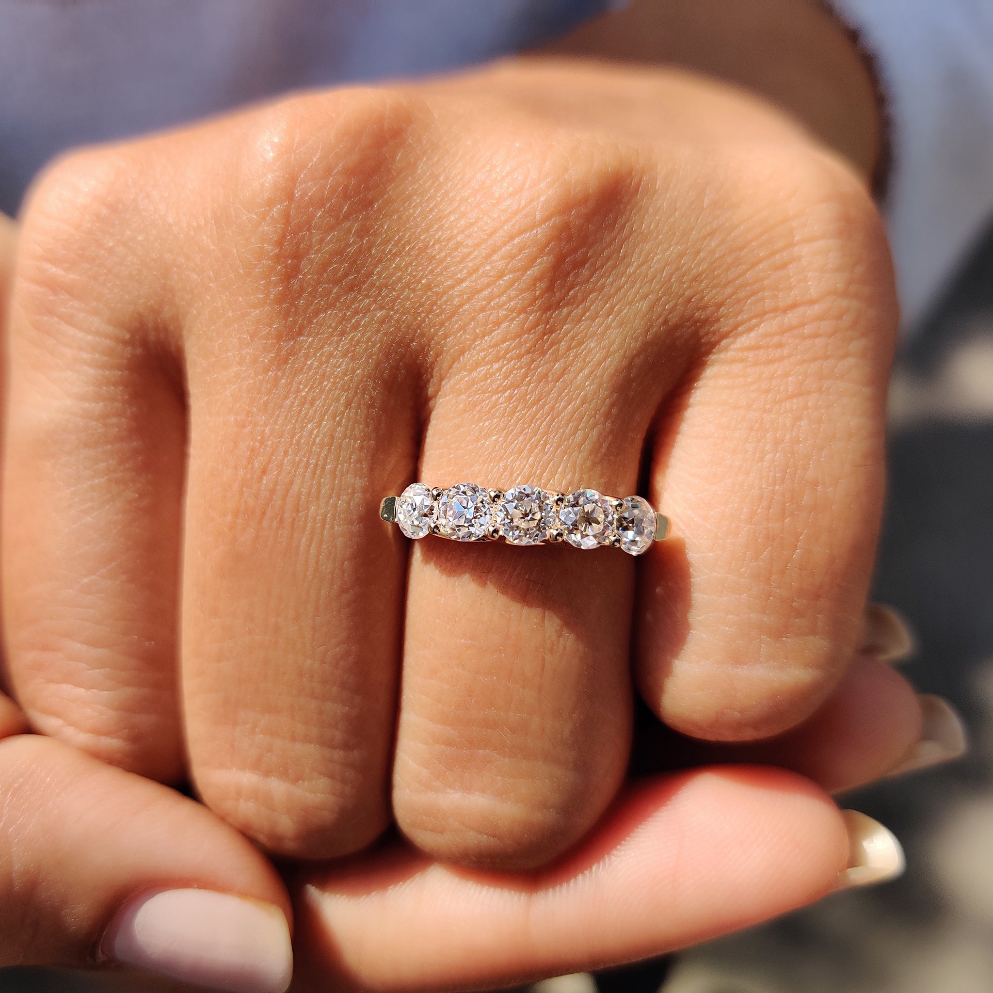 5 Stone Wedding Band In Old European Cut Secondary image