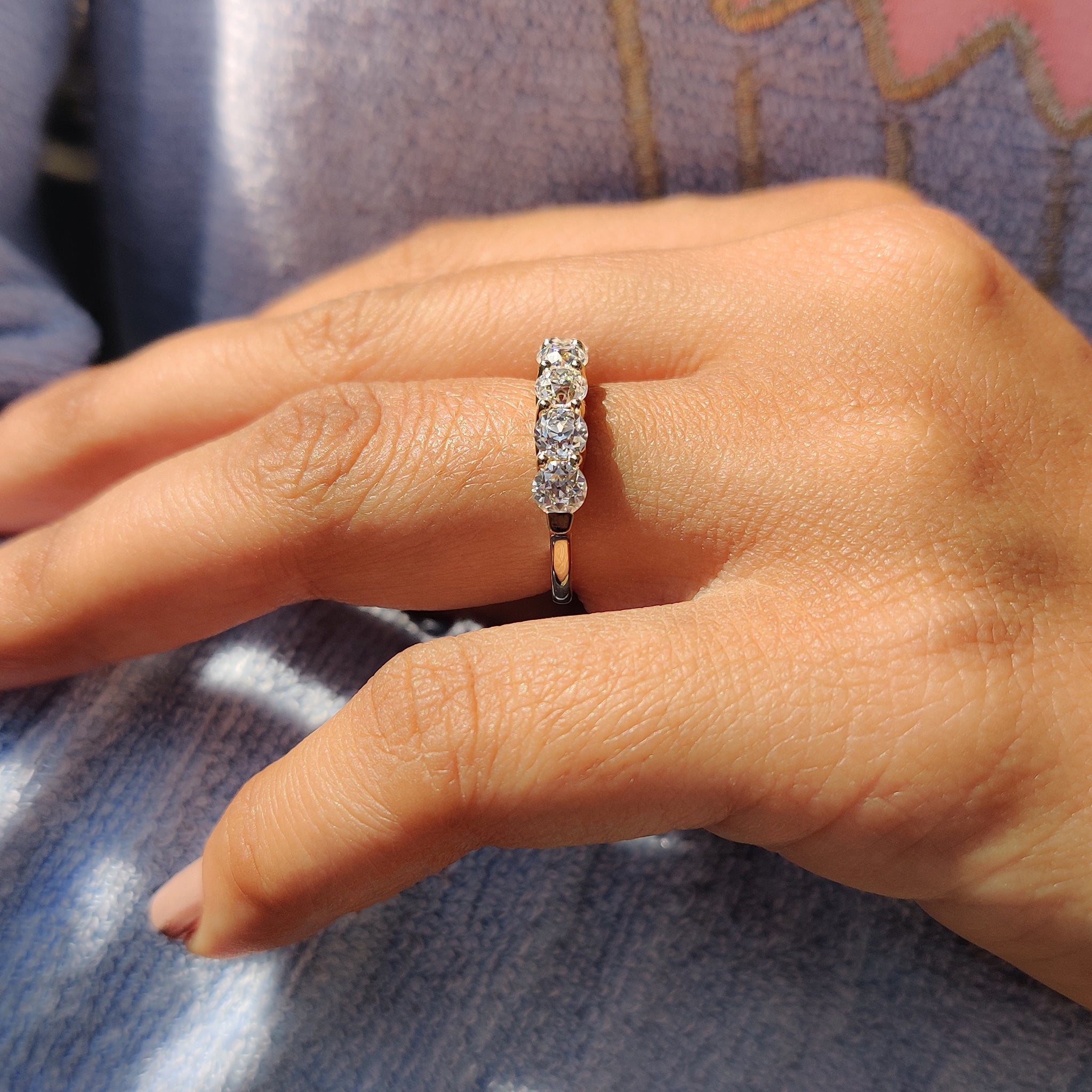5 Stone Wedding Band In Old European Cut