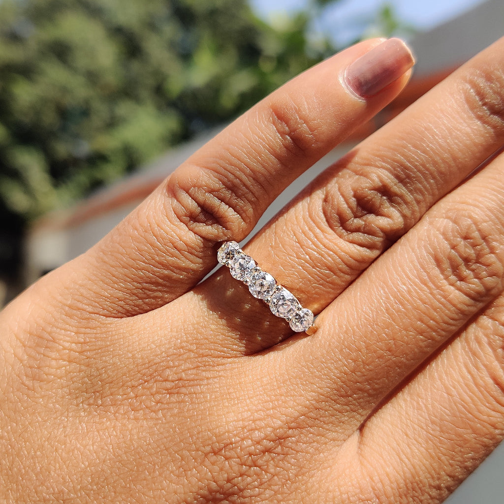 5 Stone Wedding Band In Old European Cut