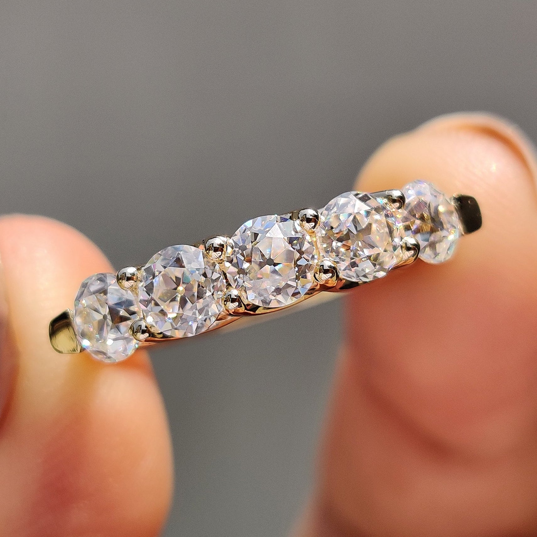 5 Stone Wedding Band In Old European Cut Main image