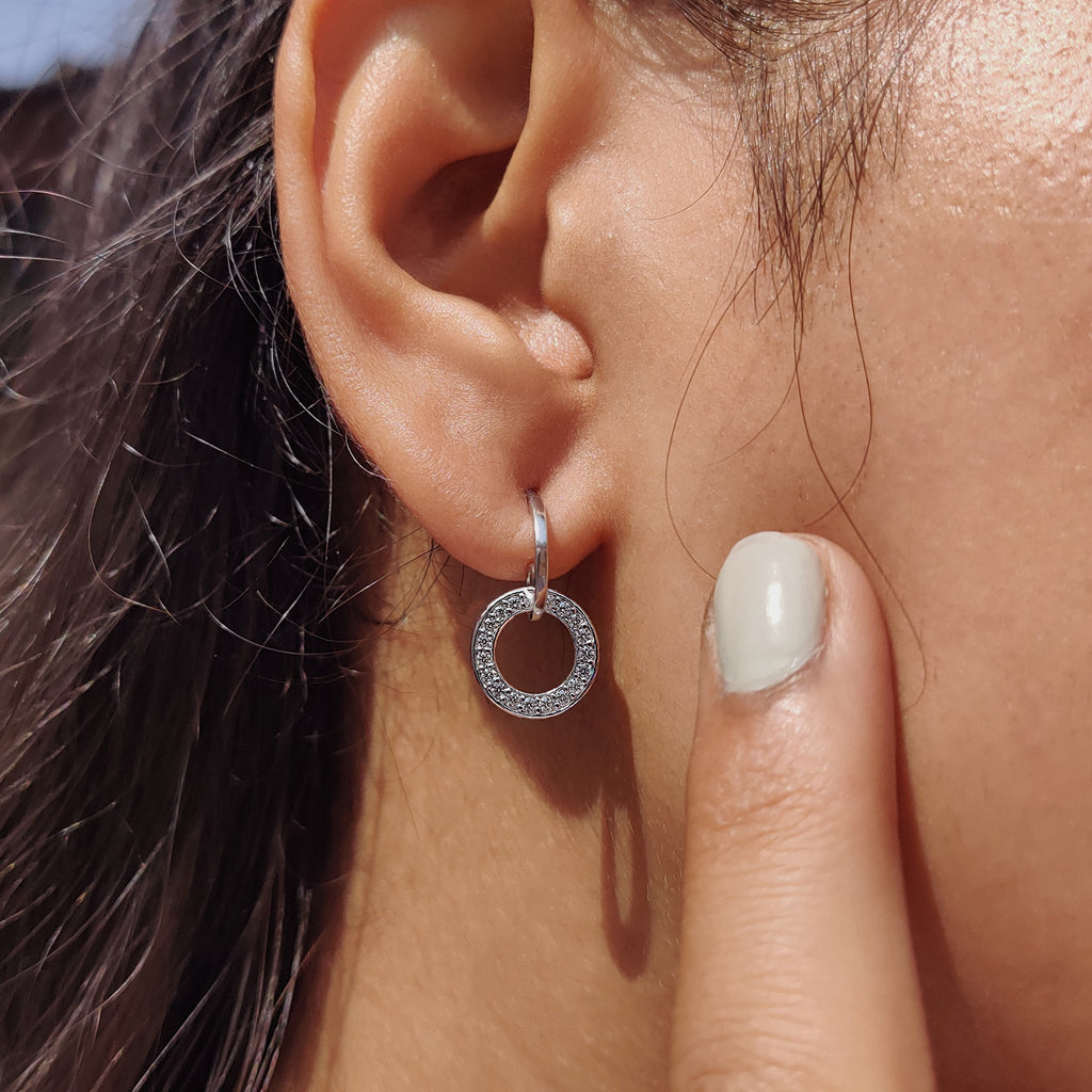 Round Cut Open Circle Diamond Earrings