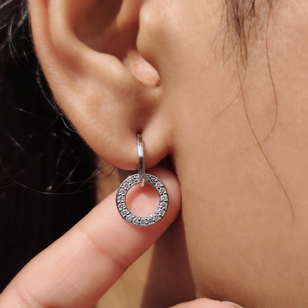 Round Cut Open Circle Diamond Earrings