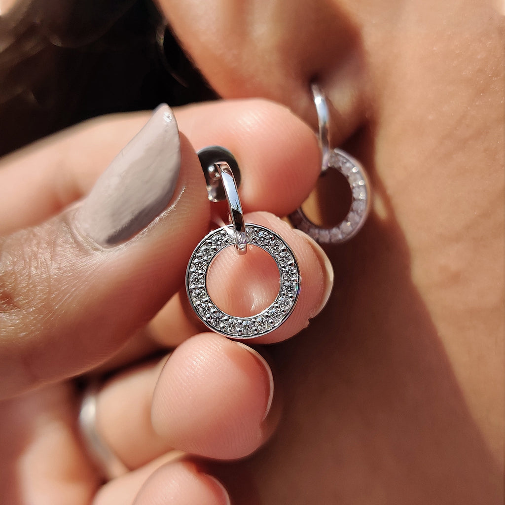 Round Cut Open Circle Diamond Earrings