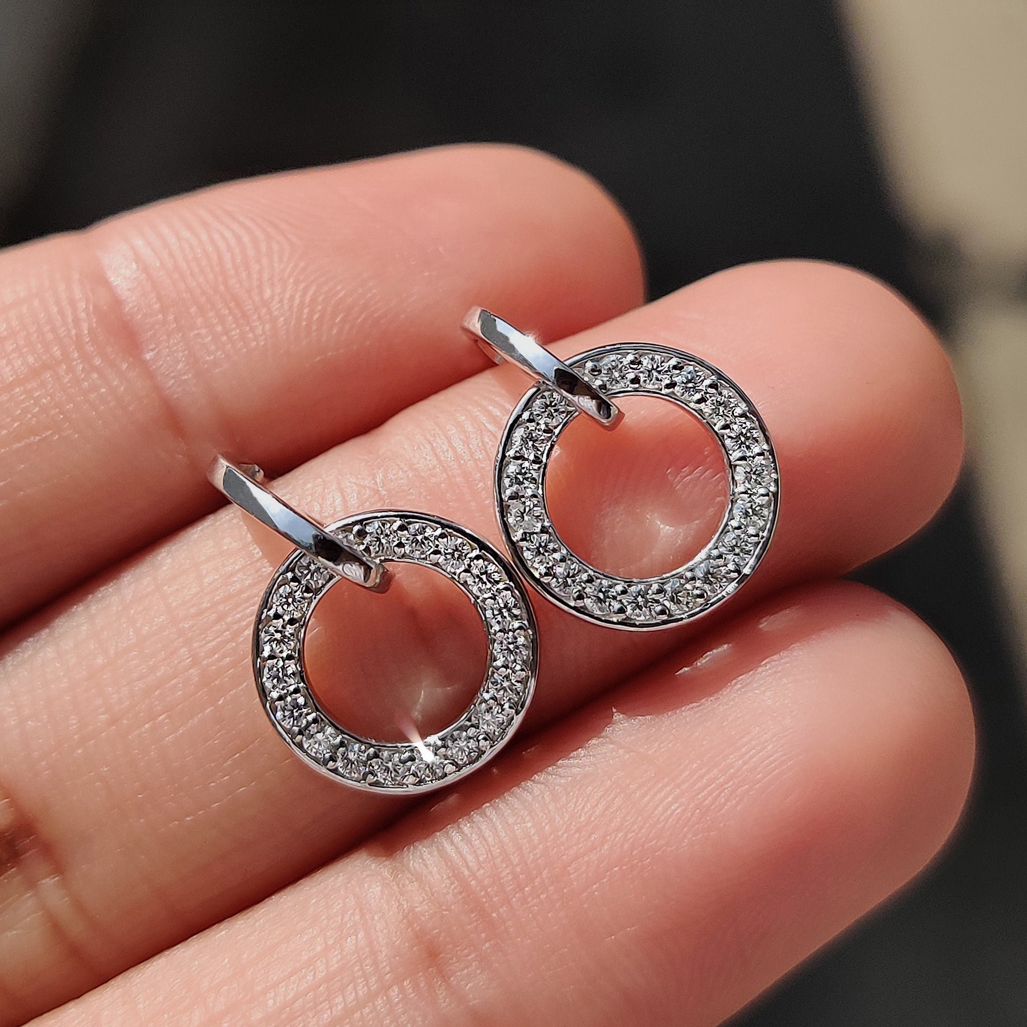 Round Cut Open Circle Diamond Earrings