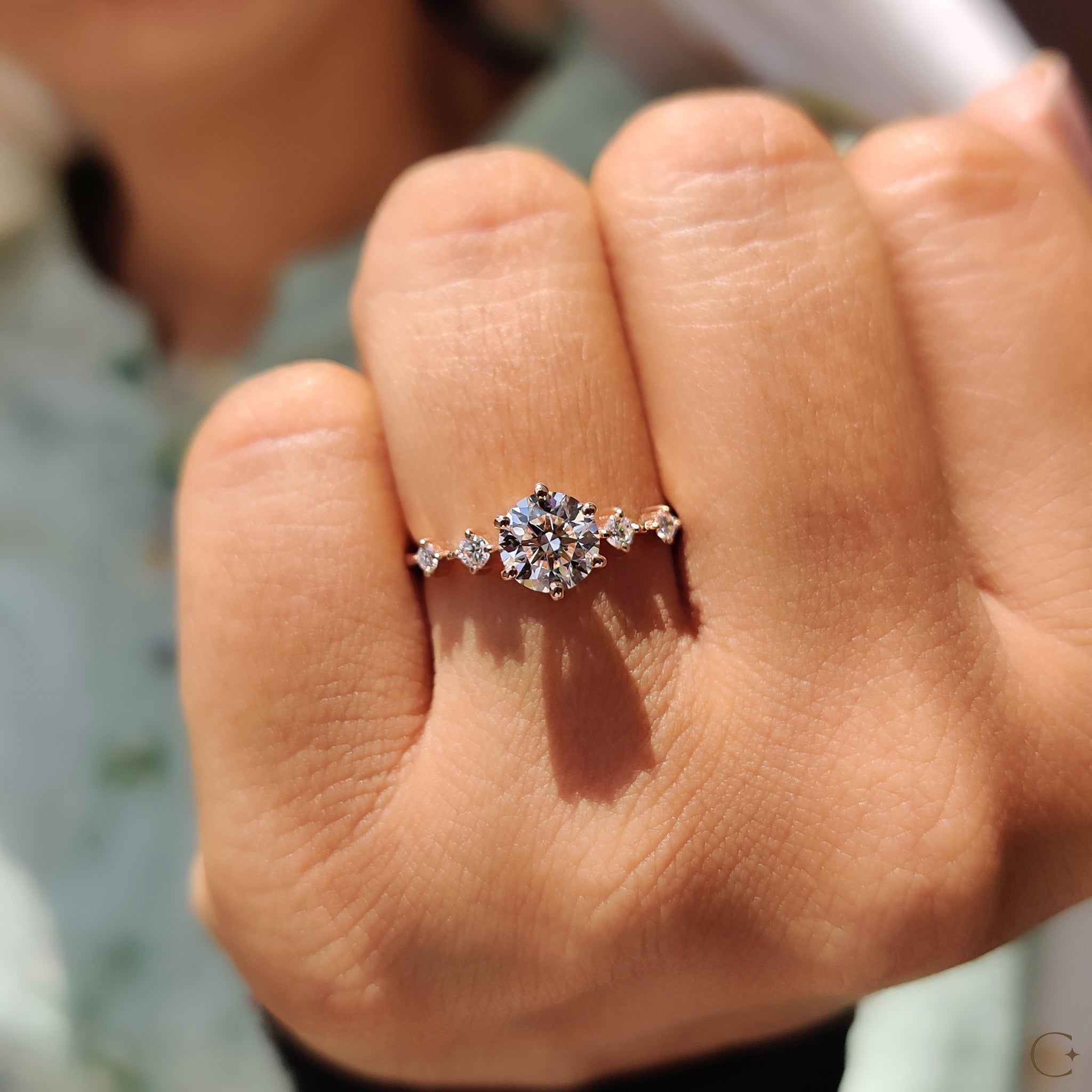 5 Diamond Engagement Ring With Round Cut Secondary image
