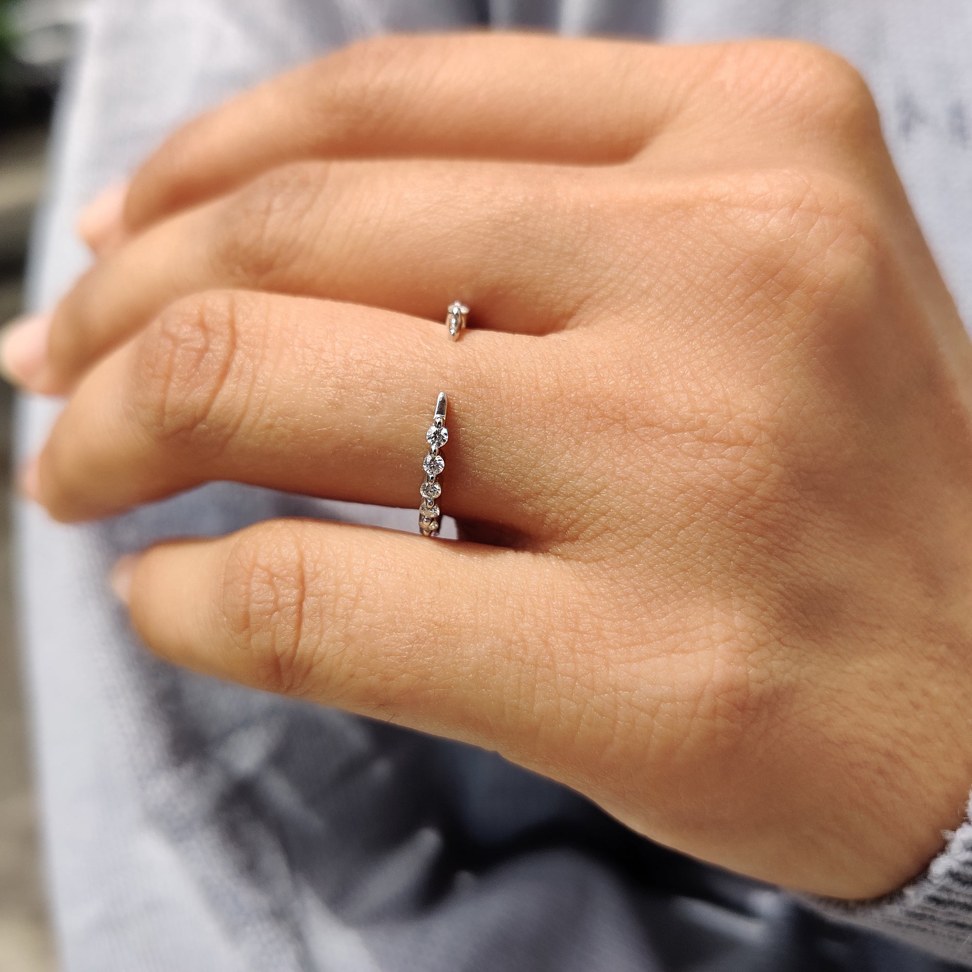 Round Diamond Wedding Band - Open Gap Design