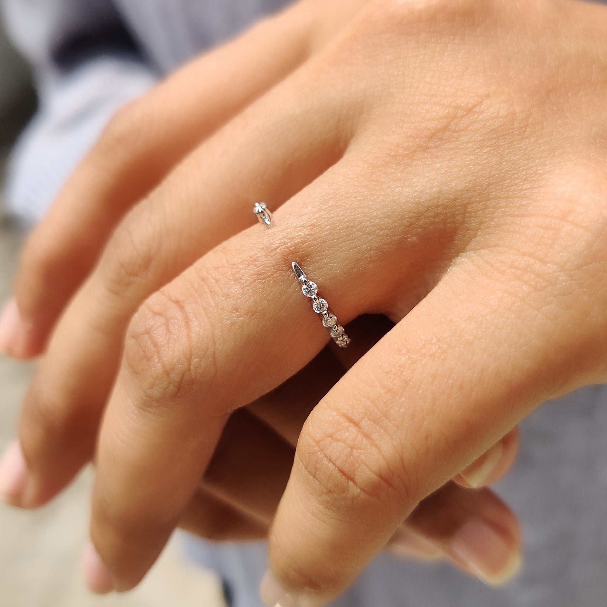 Round Diamond Wedding Band - Open Gap Design