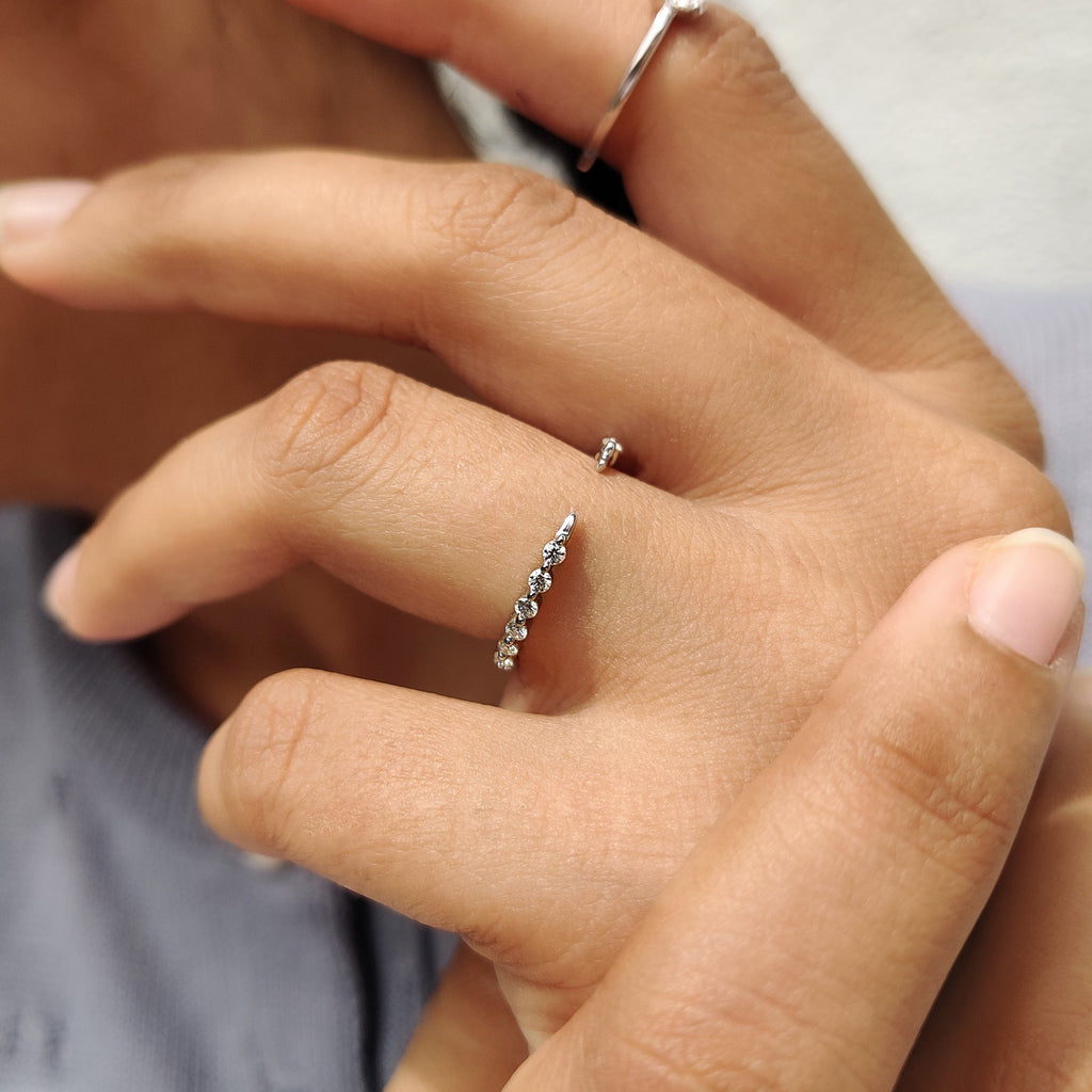 Round Diamond Wedding Band - Open Gap Design