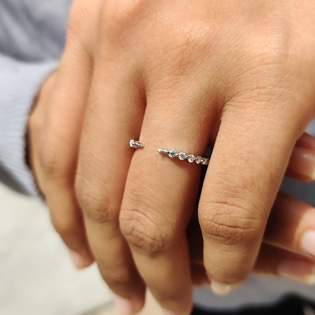 Round Diamond Wedding Band - Open Gap Design