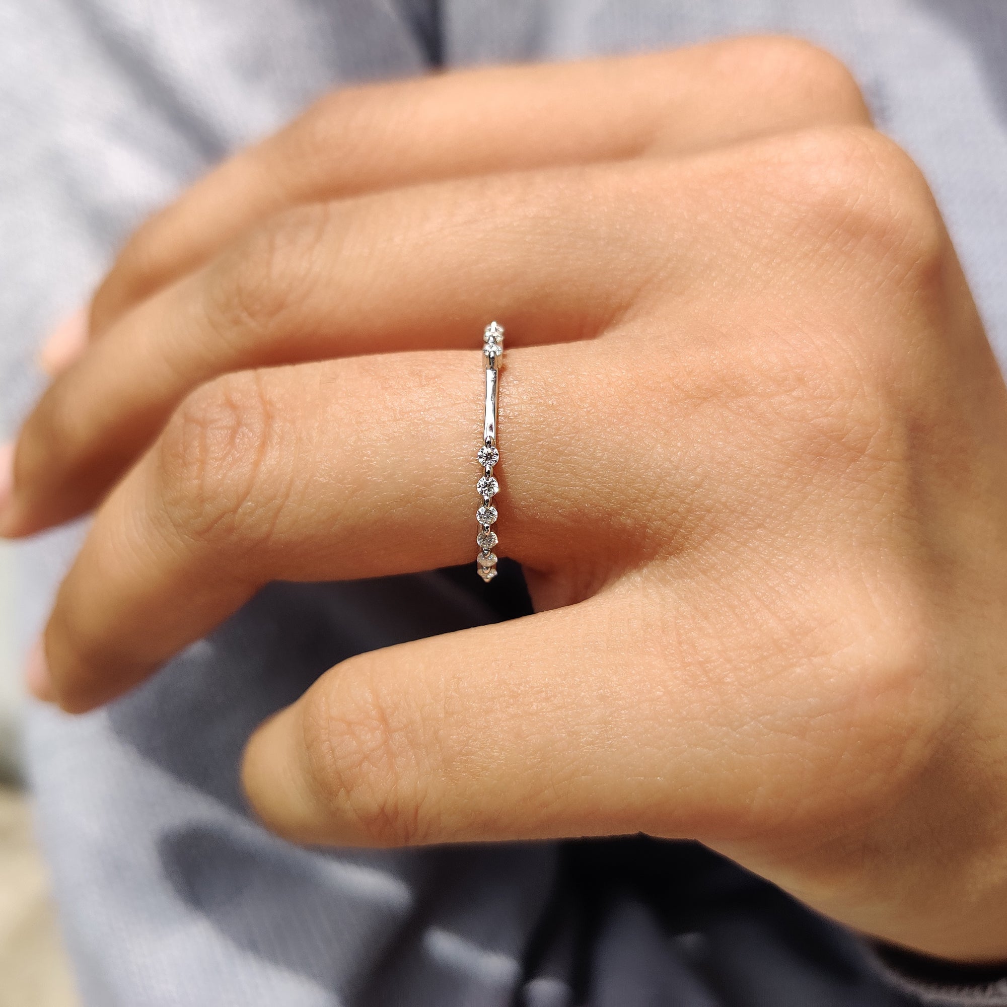 Unique Wedding Band - Round Diamonds