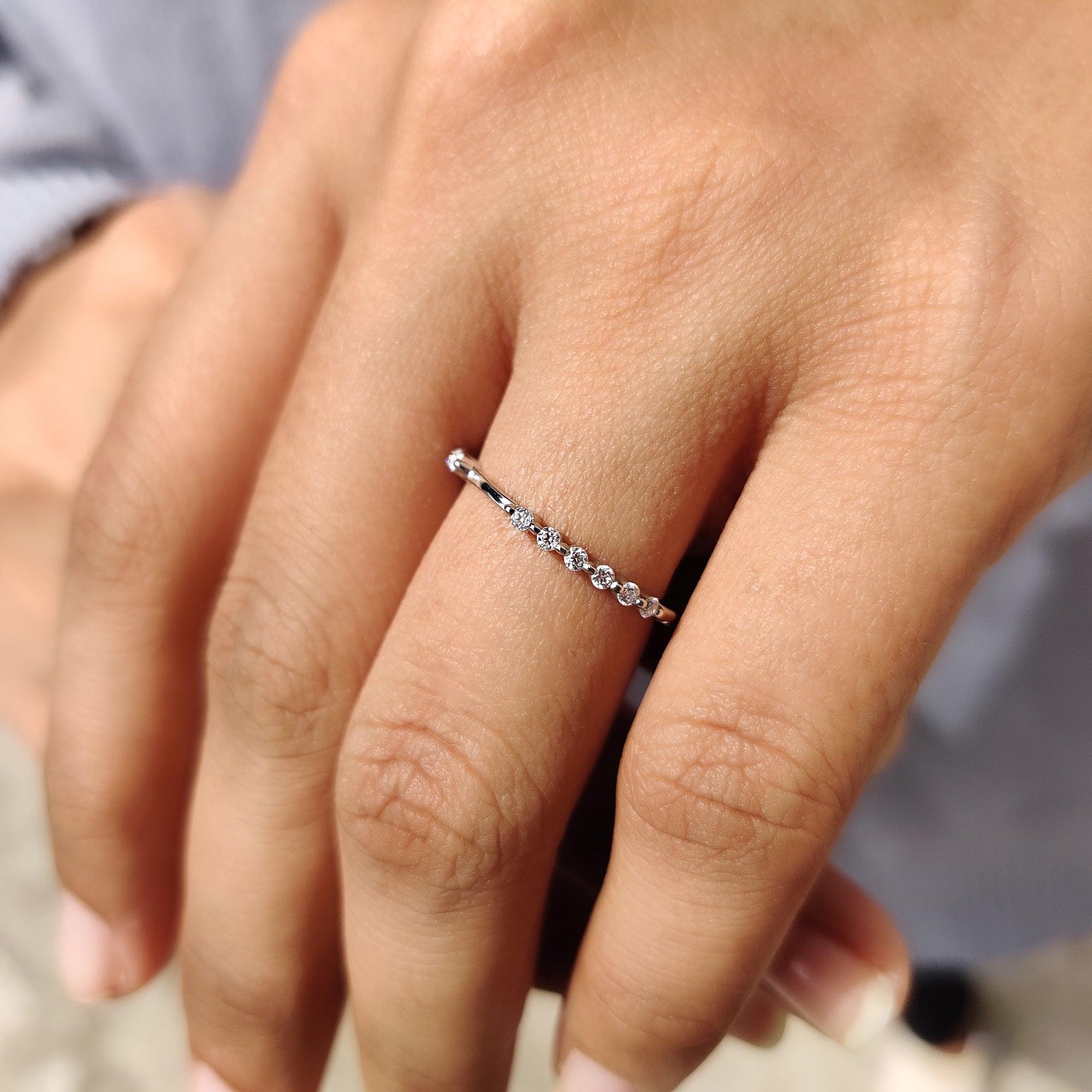Unique Wedding Band - Round Diamonds