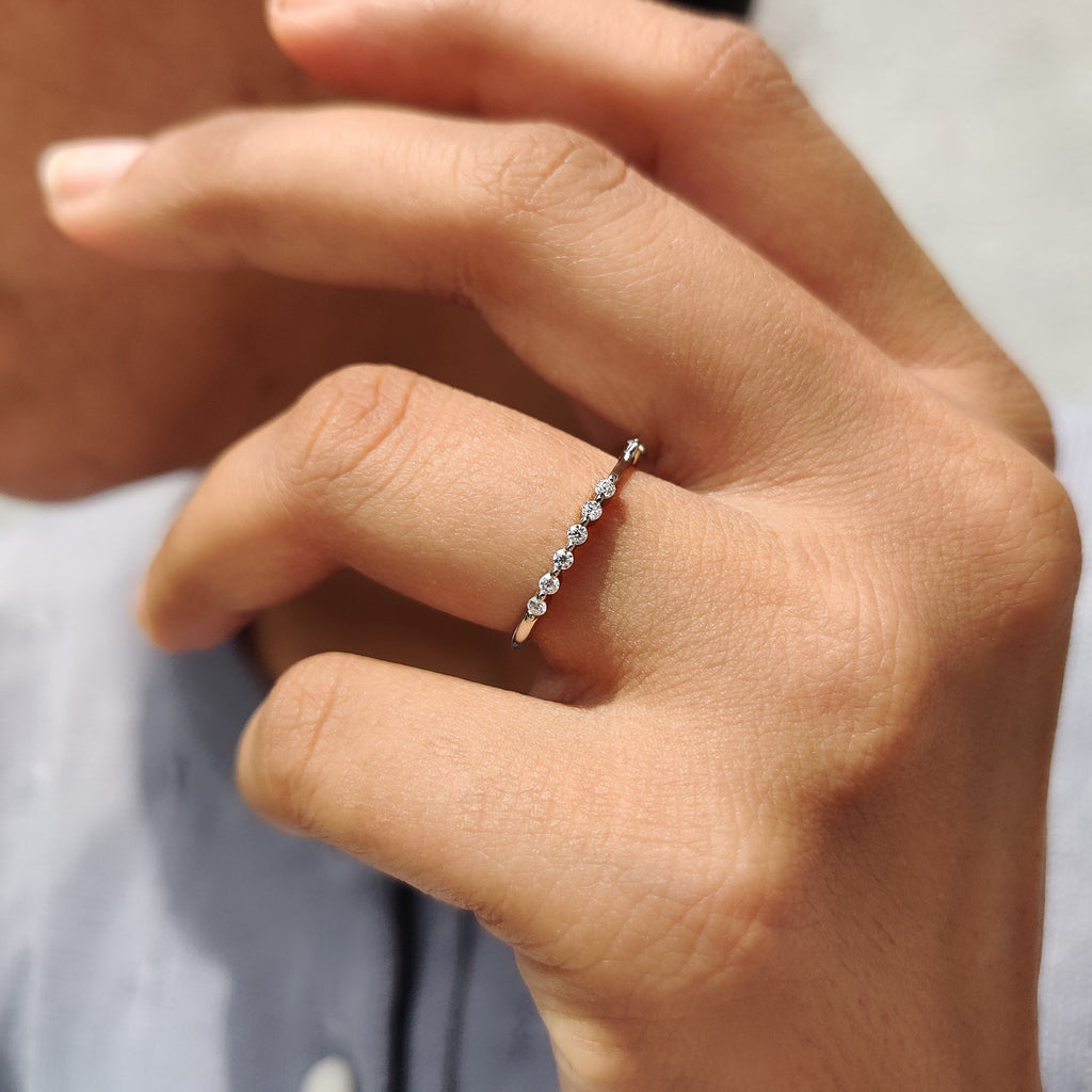 Unique Wedding Band - Round Diamonds