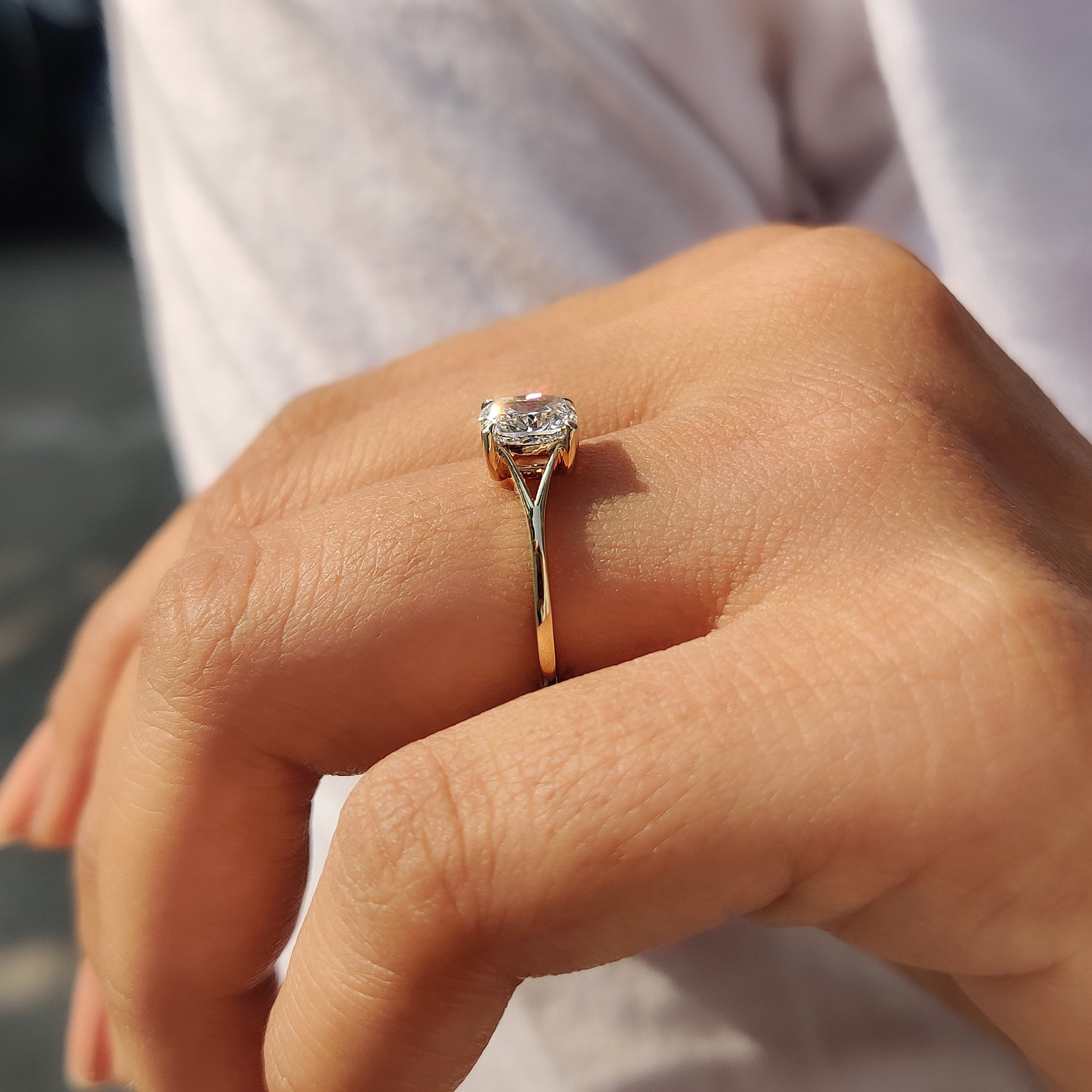 Elongated Cushion Cut Diamond Ring
