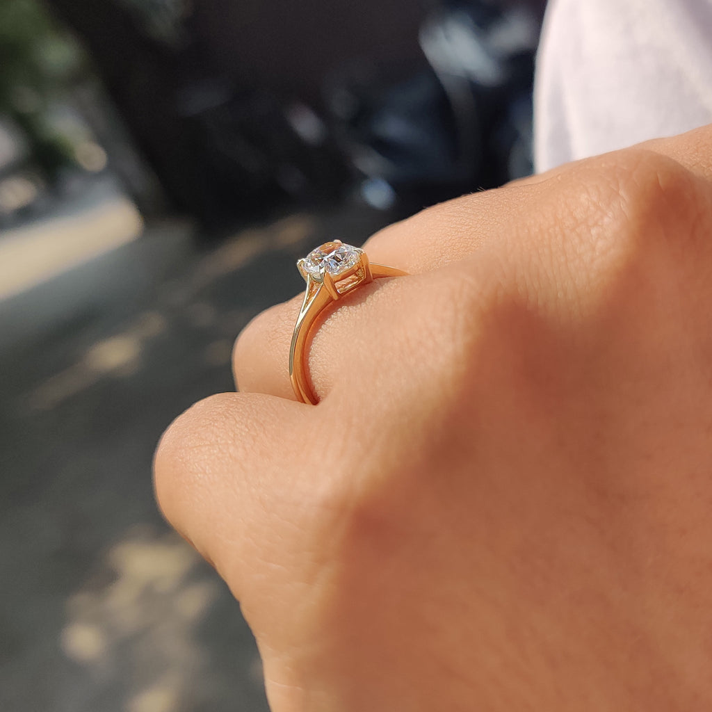 Elongated Cushion Cut Diamond Ring