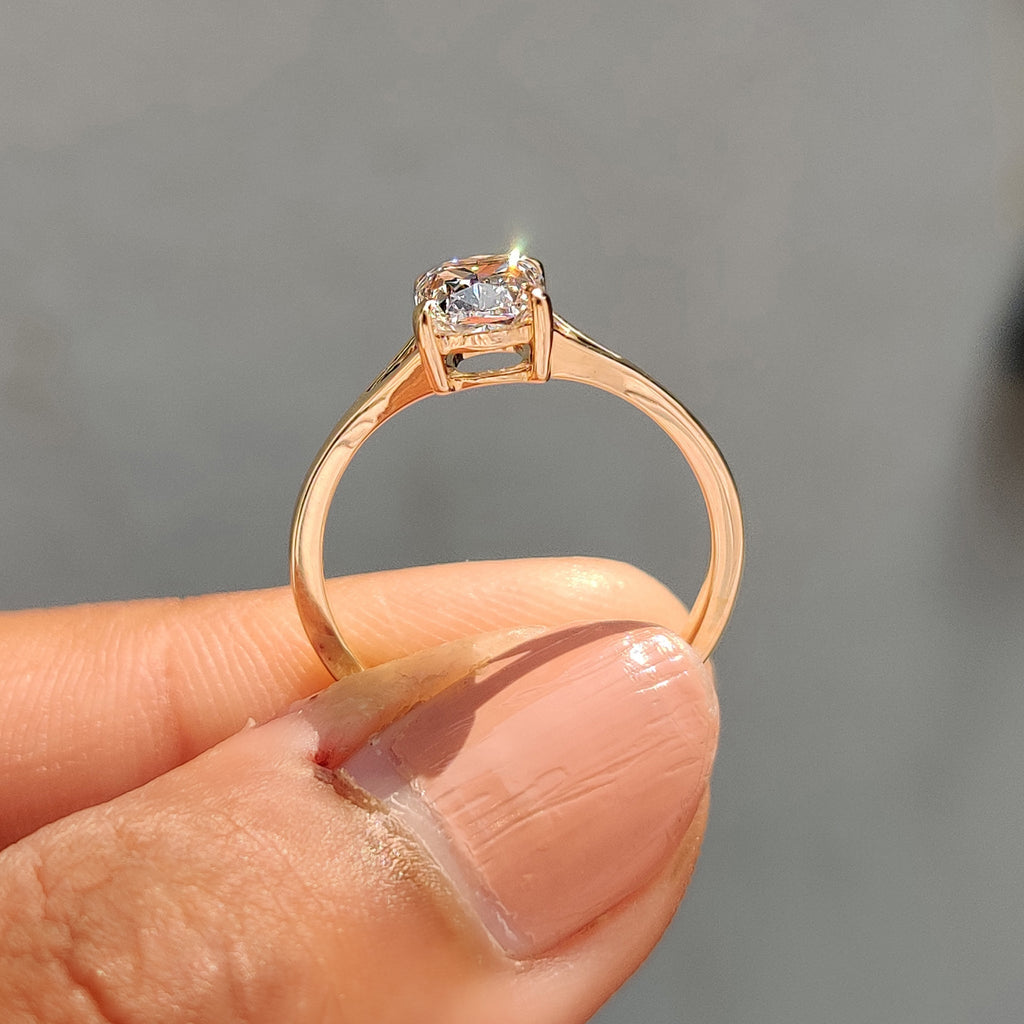 Elongated Cushion Cut Diamond Ring
