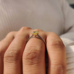 Moissanite Pave Ring With Cushion Canary Yellow Stone