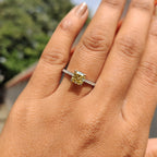 Moissanite Pave Ring With Cushion Canary Yellow Stone